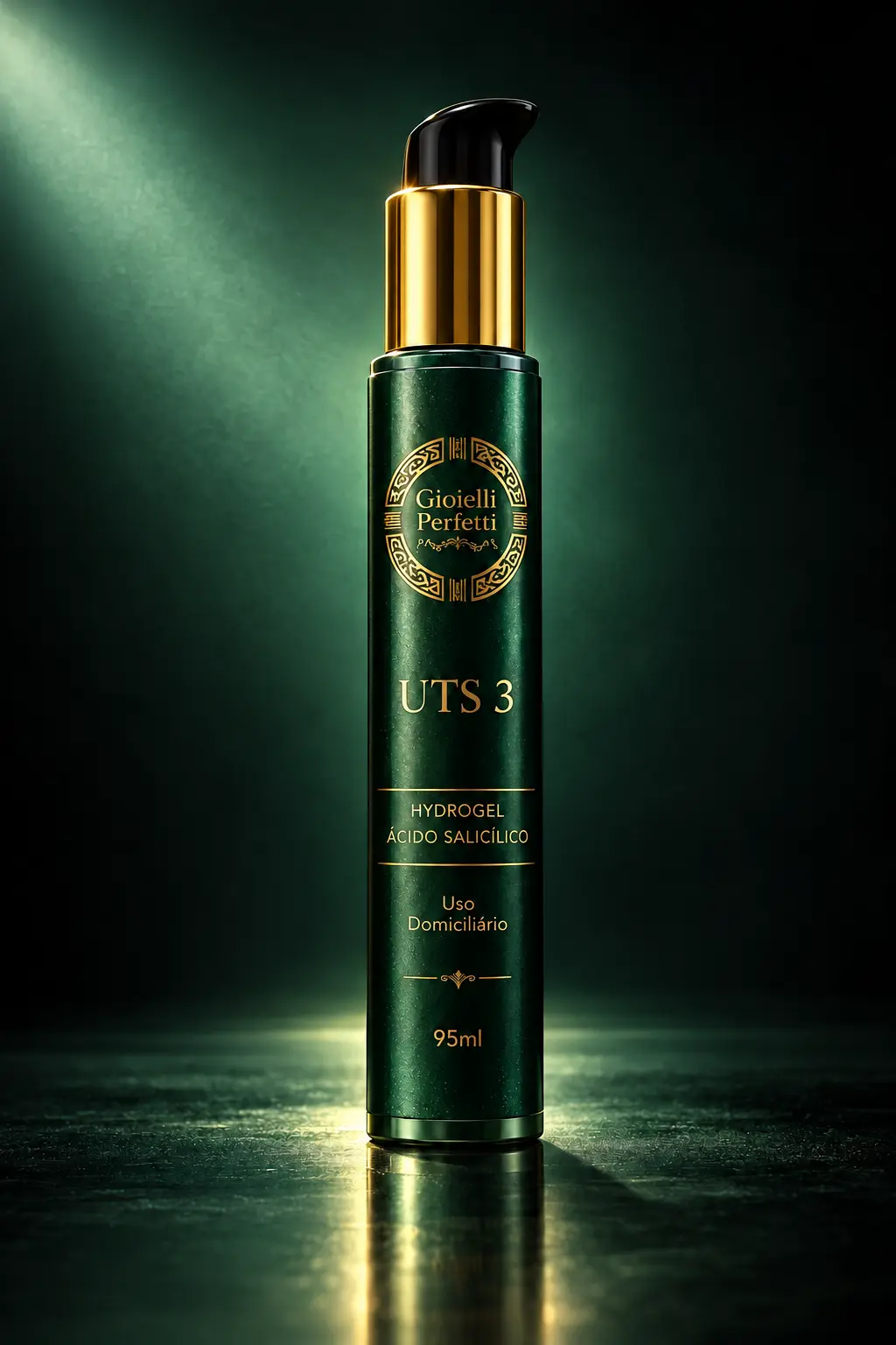 Apresentação premium do frasco verde GIOIELLI PERFETTI UTS 3 FIBRINOR de uso domiciliário